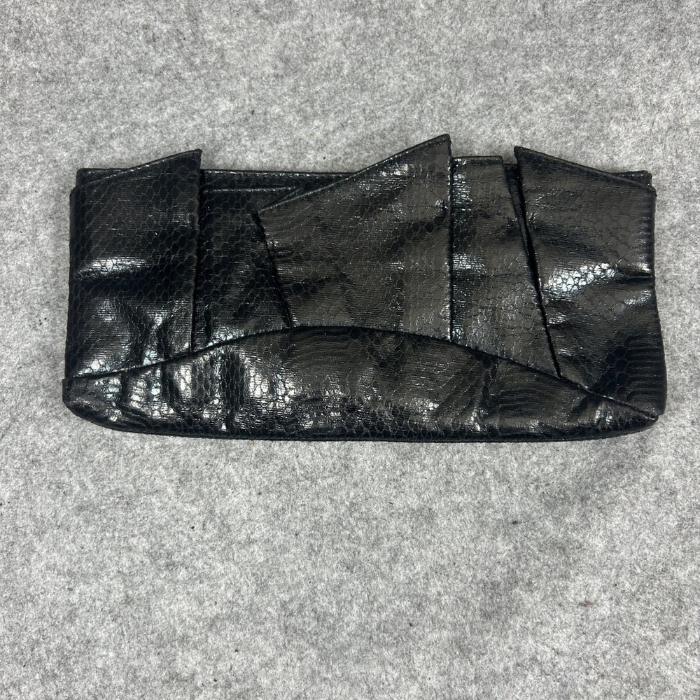 Danielle Nicole Black Snakeskin Embossed Geometric Clutch Evening Bag Small